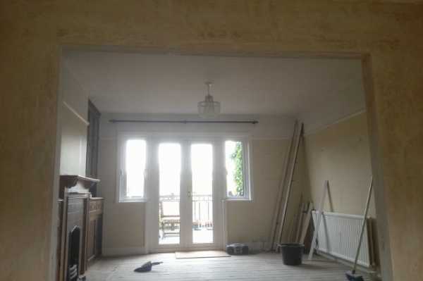 Plastering is now complete in this spacious room